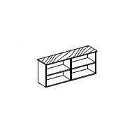 Двойной открытый шкаф: лакированный каркас, 1 полка, топ деревянный или стеклянный