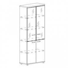  Шкаф для документов со стеклянными дверьми в алюминиевой рамке 78x36.4x193 A4