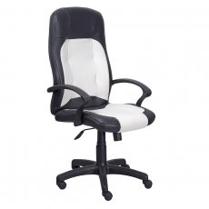 Кресло для руководителя Max пластик черный экокожа белая/ чёрная