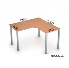 Стол на металлических опорах без экрана 2М.129(прав) СТИЛЬ
