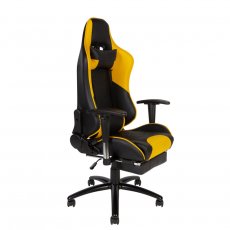 Кресло офисное Lotus GTS реклайнер / черно - желтая экокожа/ стальная крестовина