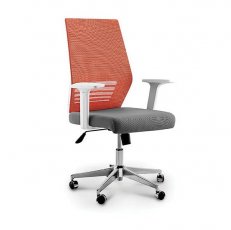 Кресло офисное Norden Престиж LB Сетка оранжевая Ткань серая Пластик белый