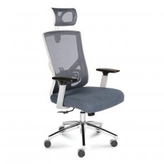 Кресло офисное Norden Гарда Сетка серая Серая ткань Пластик белый