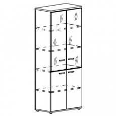 Шкаф для документов со стеклянными дверьми в алюминиевой рамке задняя стенка ДСП 78x43.4x193 A4