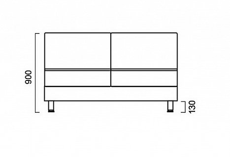 Двухместная увеличенная секция Лилу без подлокотников
