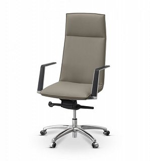 Кресло для руководителя Соло экокожа премиум серо-коричневая