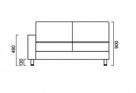 Двухместная увеличенная секция Лилу с левым подлокотником