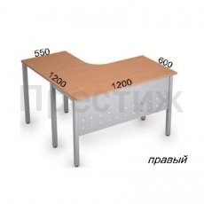 Стол на металлических опорах, экран металл 2МК.128(лев) СТИЛЬ