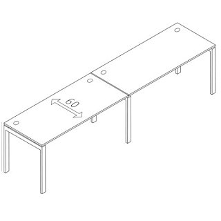 Бенч-система на 2 места линейная TREND METAL 320x60