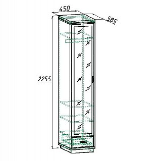 Шкаф 1-но дверный  зеркалом М 04