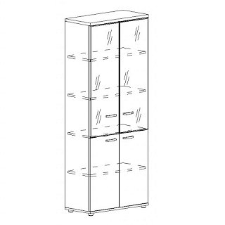 Шкаф для документов со стеклянными дверьми в алюминиевой рамке 78x36.4x193 A4