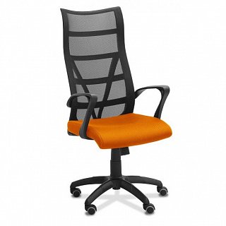 Кресло Топ сетка серая ткань оранжевая