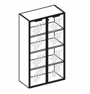 Шкаф средний широкий со стеклянными дверьми Element