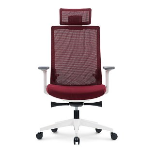 Кресло офисное Ruby белый пластик красная сетка красная ткань