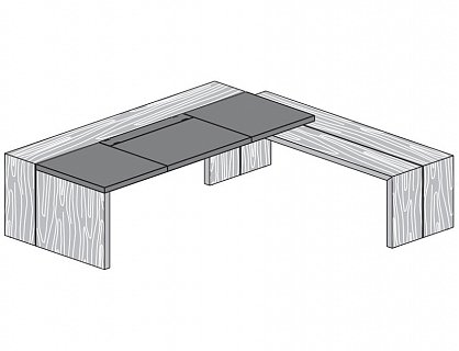 Стол руководителя с левой/правой открытой боковой приставкой 200х95 AR.TU