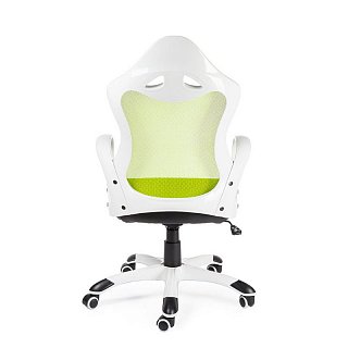 Кресло офисное Тесла / белый пластик / зеленая спинка / черная сидушка