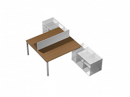 Рабочая станция (2х120) с настольным экраном ДСП (белый премиум) на 2-х опорных тумбах левой-правой (БЕЗ ТУМБ)