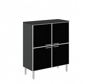 TETTO H.117 black glass doors, top BLACK