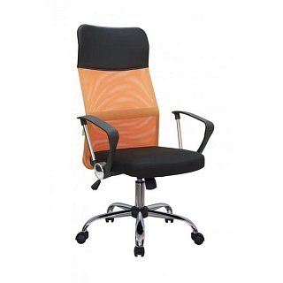 Кресло для персонала Riva 8074 (подголовник — экокожа) сетка оранжевая