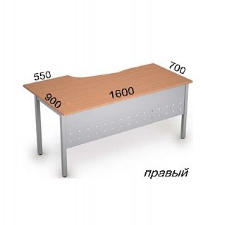 Стол на металлических опорах, экран металл 2МК.120(лев) СТИЛЬ