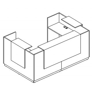 Стойка ресепшн П-образная (полки высокие) с подсветкой А4 9881