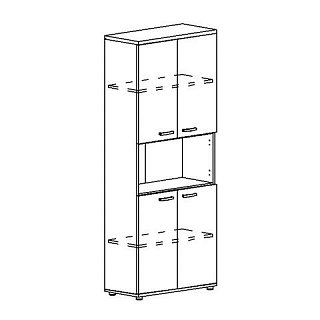 Шкаф для документов 4-дверный с открытой нишей 78x36.4x193 A4
