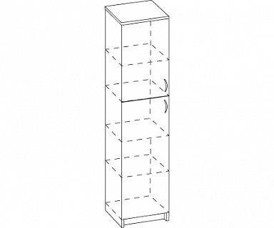 Стеллаж В-838 с дверьми ЛДСП В-861 и В-863 Авантаж