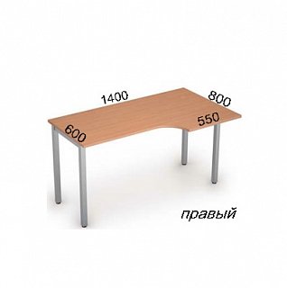Стол на металлических опорах без экрана 2М.145(прав)  СТИЛЬ