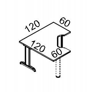 Рабочая станция 120 METAL T SX (левая) Next