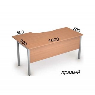 Стол на металлических опорах, экран ЛДСП 2МД.120(лев) СТИЛЬ