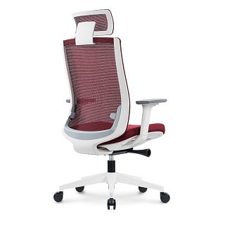 Кресло офисное Ruby белый пластик красная сетка красная ткань