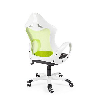Кресло офисное Тесла / белый пластик / зеленая спинка / черная сидушка