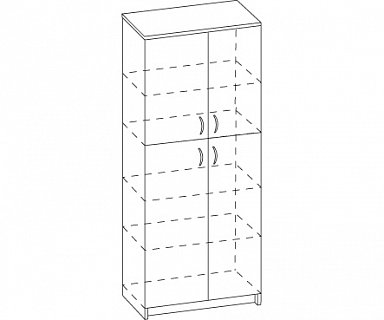 Стеллаж В-836 с дверьми ЛДСП В-862 и В-864 Авантаж