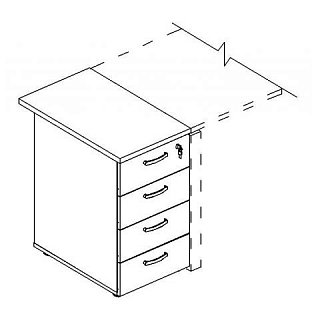 Тумба приставная 4-х ящичная с замком 42x70x75 A4