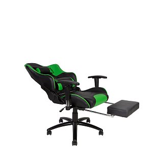Кресло офисное Lotus GTS реклайнер / черно - зеленая экокожа/ стальная крестовина