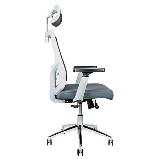 Кресло офисное Norden Гарда SL  белый пластик серая сетка  серая сидушка
