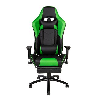 Кресло офисное Lotus GTS реклайнер / черно - зеленая экокожа/ стальная крестовина