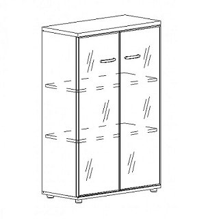 Шкаф средний со стеклом в алюминиевой рамке 78x36.4x119.4 A4
