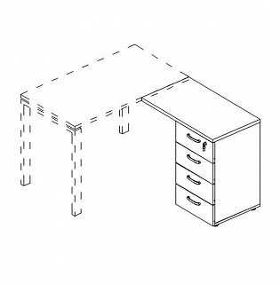 Тумба приставная 4-х ящичная с замком  79x45x75 A4
